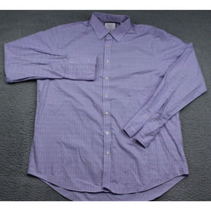 Charles Tyrwhitt Shirt Mens 17.5 Purple Plaid Classic Fit French Cuffs Button Up